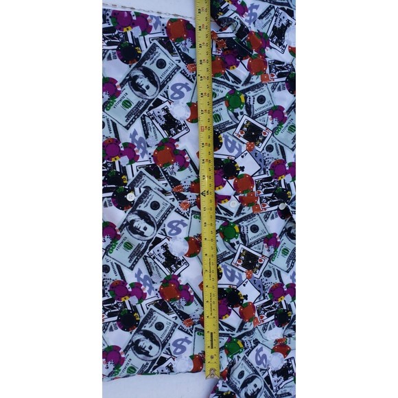 Ferugini Button Up Shirt Casino, Poker, Dice $100 Bills All Over Print  SZ Large - Picture 5 of 12